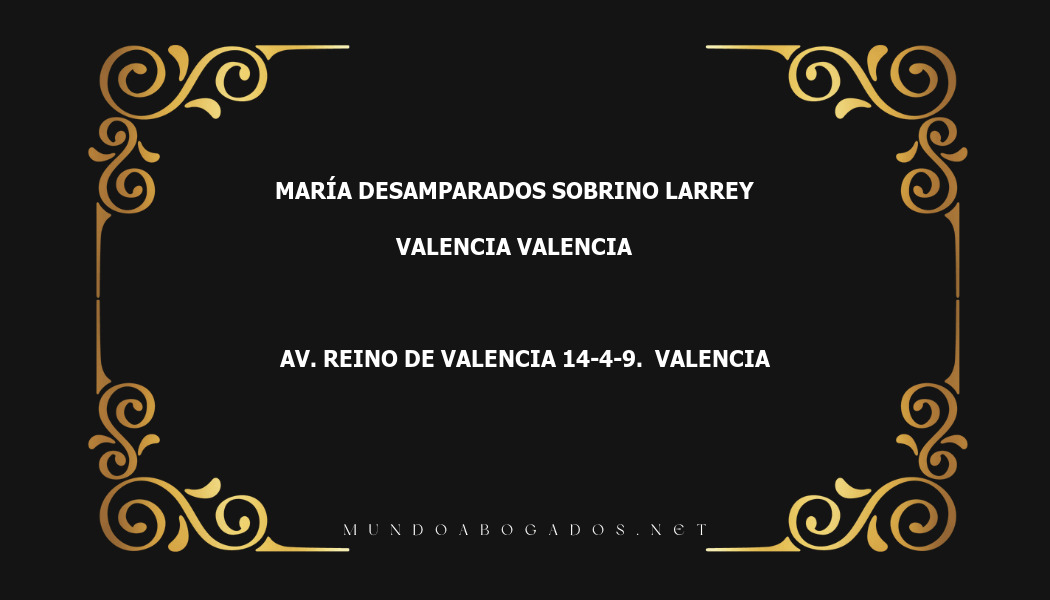 abogado María Desamparados Sobrino Larrey en la localidad de Valencia