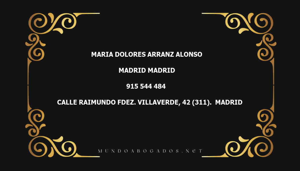 abogado Maria Dolores Arranz Alonso en la localidad de Madrid