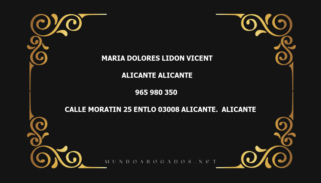 abogado Maria Dolores Lidon Vicent en la localidad de Alicante