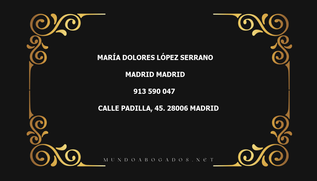 abogado María Dolores López Serrano en la localidad de Madrid