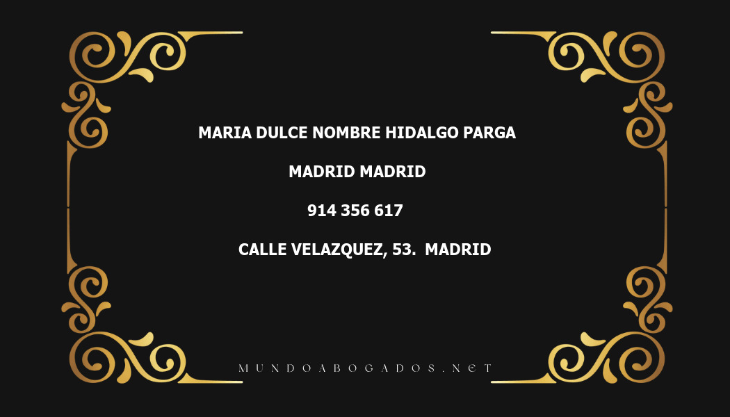 abogado Maria Dulce Nombre Hidalgo Parga en la localidad de Madrid