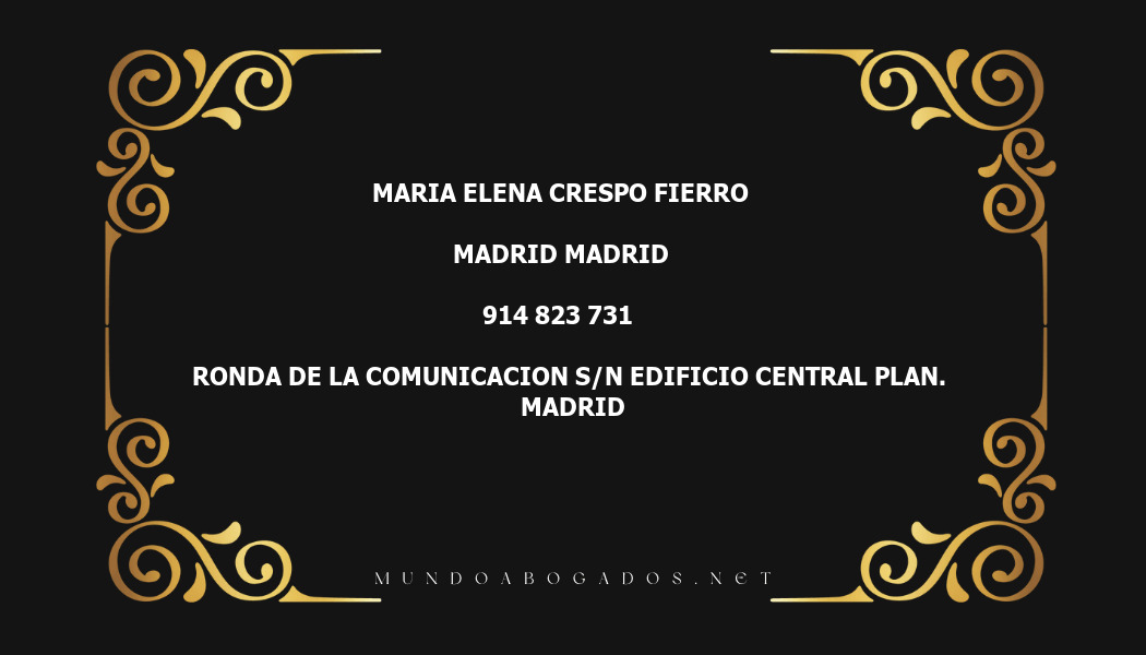 abogado Maria Elena Crespo Fierro en la localidad de Madrid