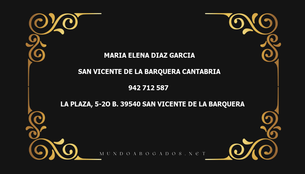 abogado Maria Elena Diaz Garcia en la localidad de San Vicente de la Barquera