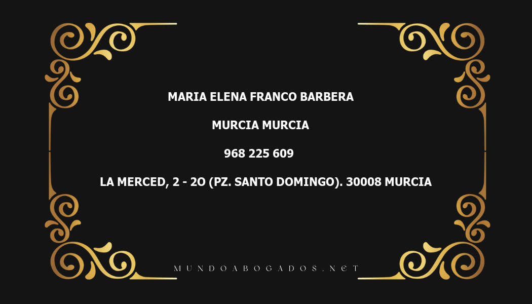 abogado Maria Elena Franco Barbera en la localidad de Murcia