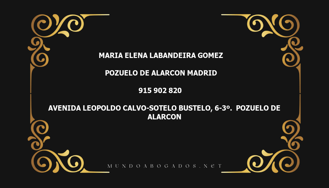 abogado Maria Elena Labandeira Gomez en la localidad de Pozuelo de Alarcon