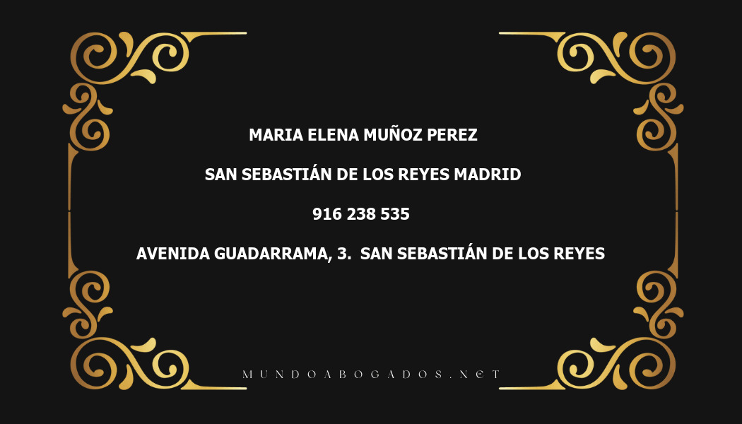 abogado Maria Elena Muñoz Perez en la localidad de San Sebastián de los Reyes