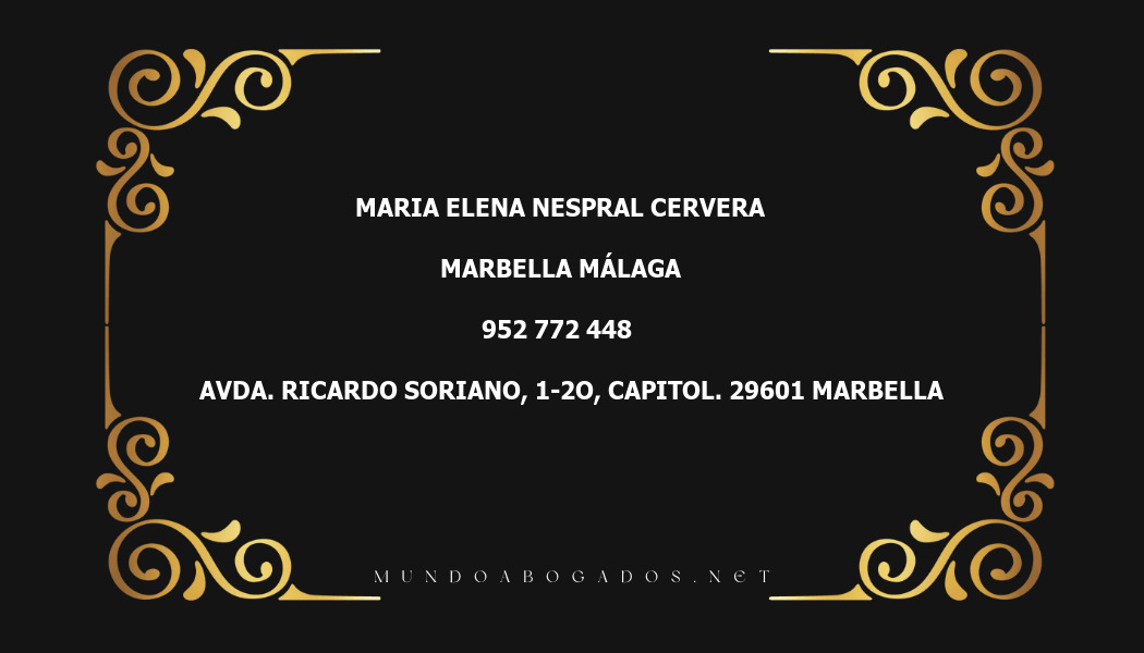 abogado Maria Elena Nespral Cervera en la localidad de Marbella