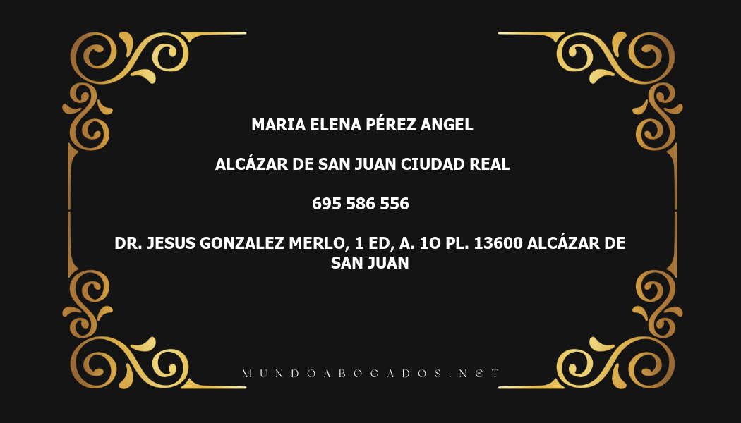 abogado Maria Elena Pérez Angel en la localidad de Alcázar de San Juan