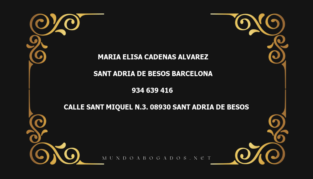 abogado Maria Elisa Cadenas Alvarez en la localidad de Sant Adria de Besos