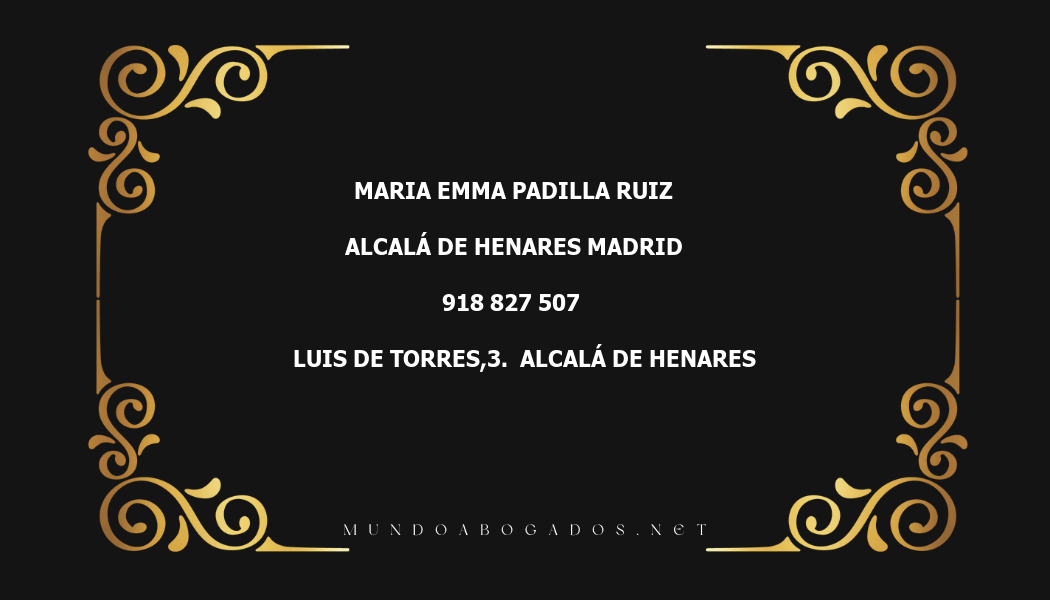 abogado Maria Emma Padilla Ruiz en la localidad de Alcalá de Henares