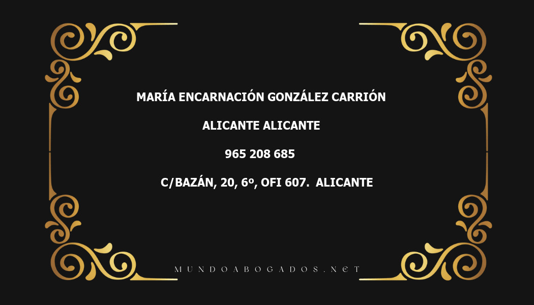 abogado María Encarnación González Carrión en la localidad de Alicante