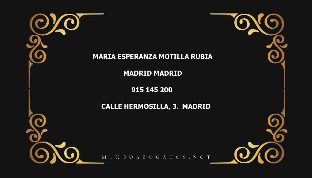 abogado Maria Esperanza Motilla Rubia en la localidad de Madrid