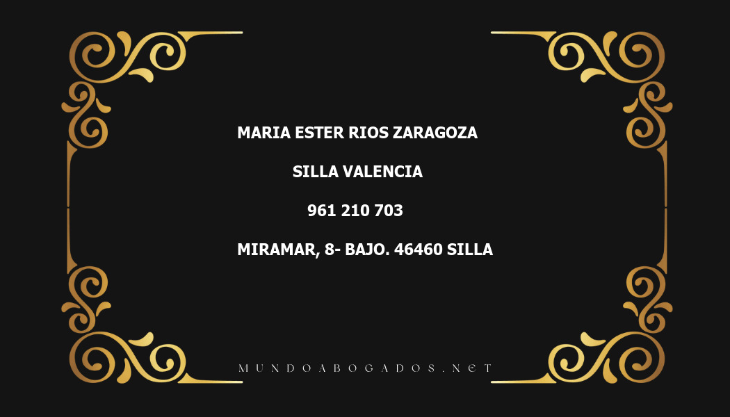 abogado Maria Ester Rios Zaragoza en la localidad de Silla