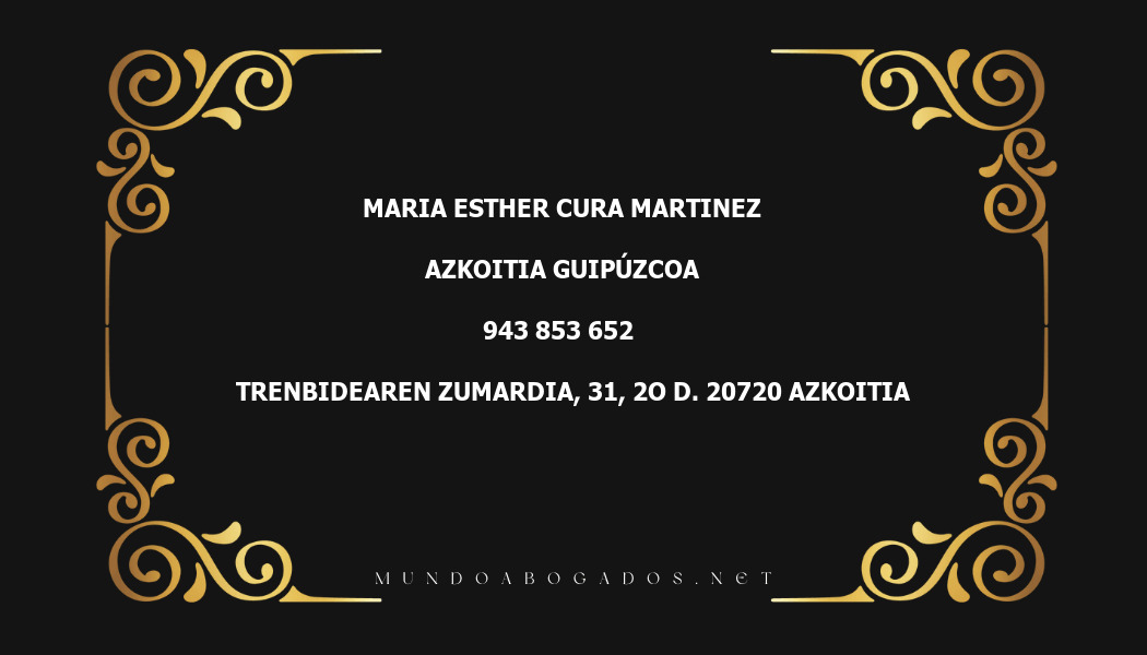 abogado Maria Esther Cura Martinez en la localidad de Azkoitia