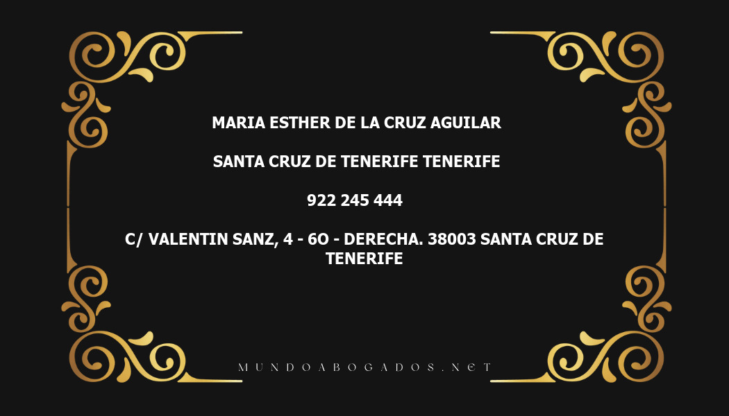 abogado Maria Esther De La Cruz Aguilar en la localidad de Santa Cruz de Tenerife