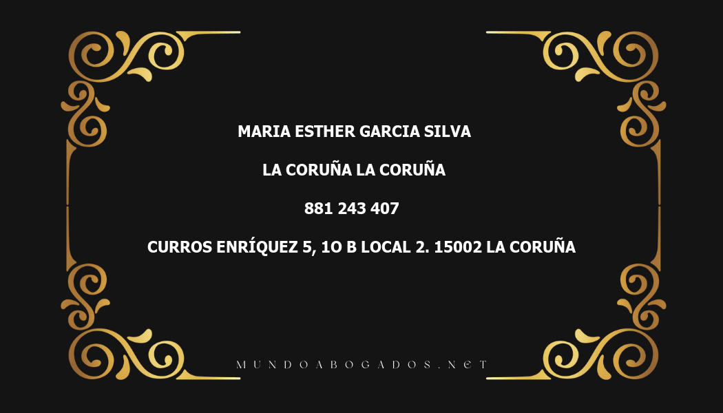 abogado Maria Esther Garcia Silva en la localidad de La Coruña