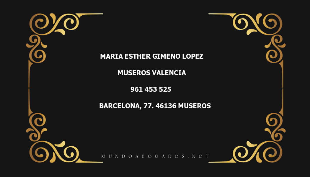 abogado Maria Esther Gimeno Lopez en la localidad de Museros