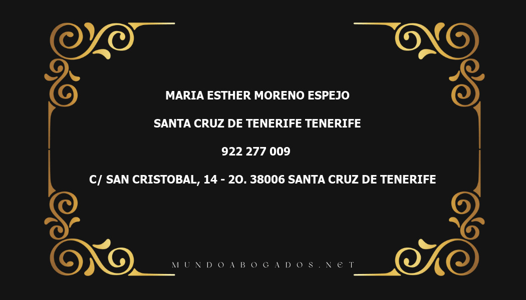 abogado Maria Esther Moreno Espejo en la localidad de Santa Cruz de Tenerife