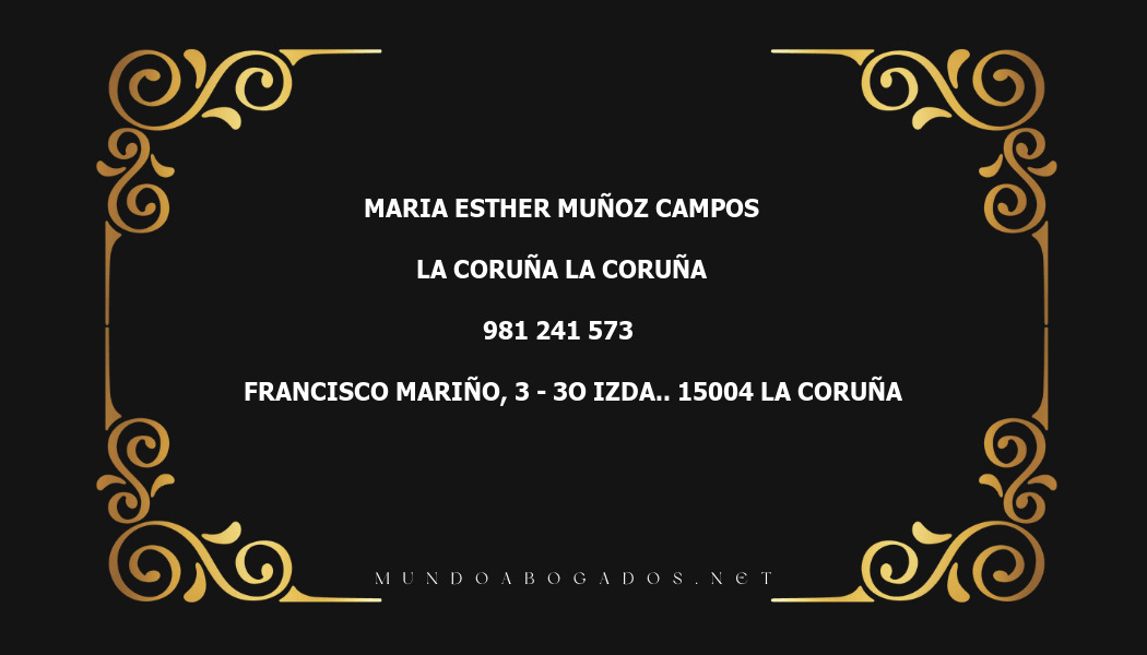 abogado Maria Esther Muñoz Campos en la localidad de La Coruña