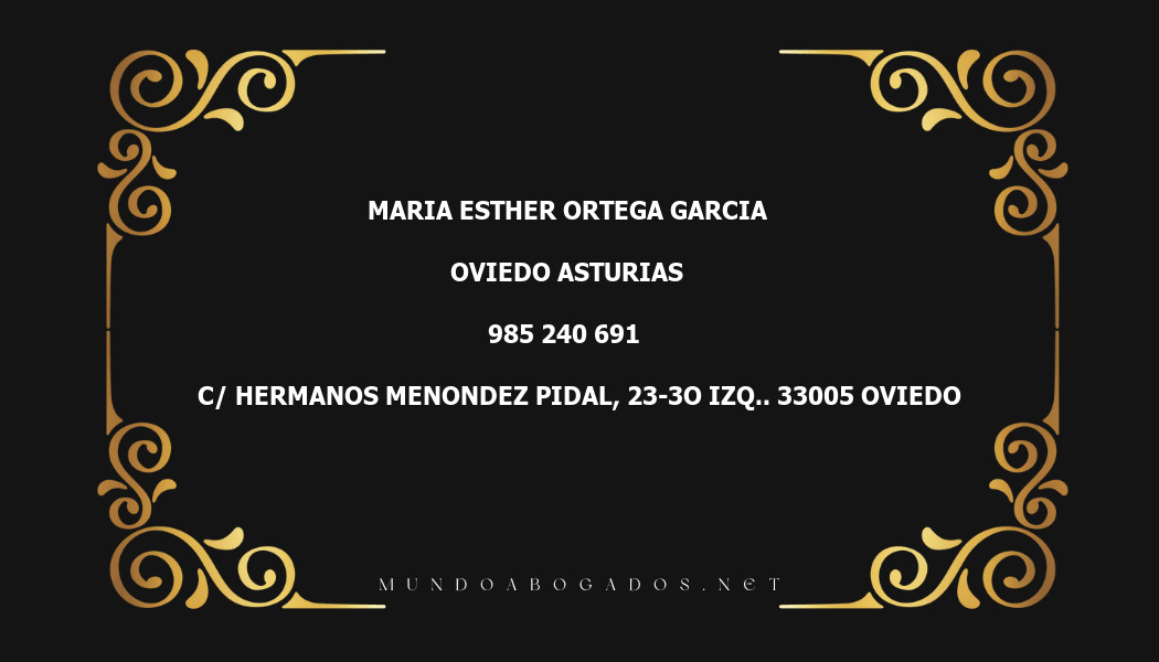 abogado Maria Esther Ortega Garcia en la localidad de Oviedo