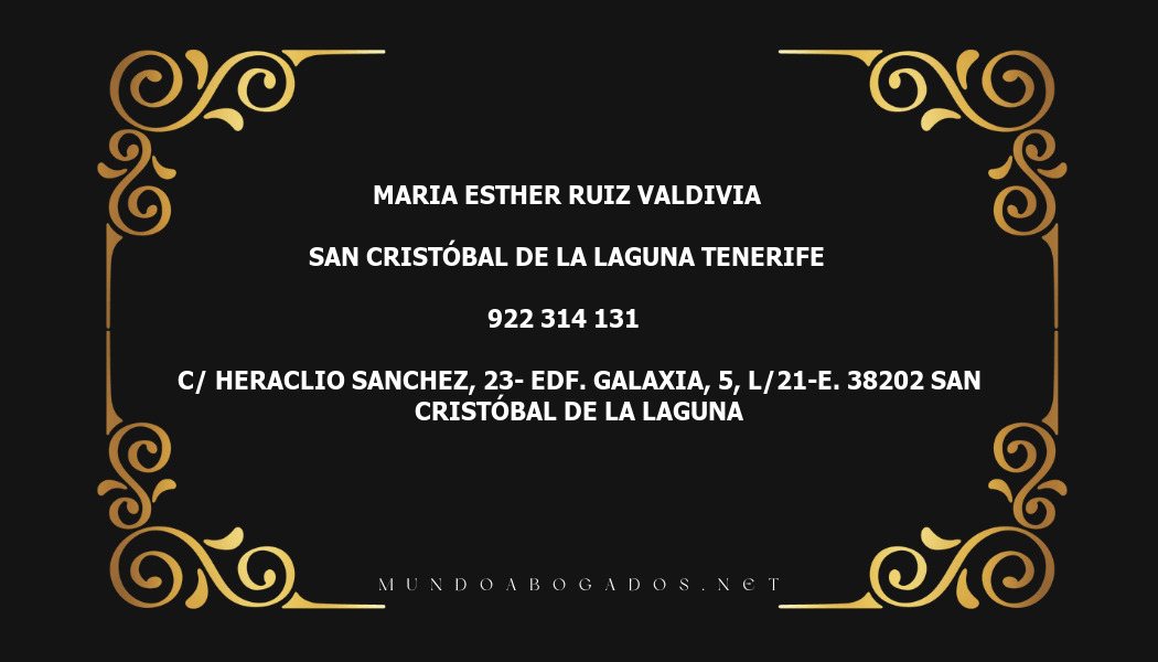 abogado Maria Esther Ruiz Valdivia en la localidad de San Cristóbal de La Laguna