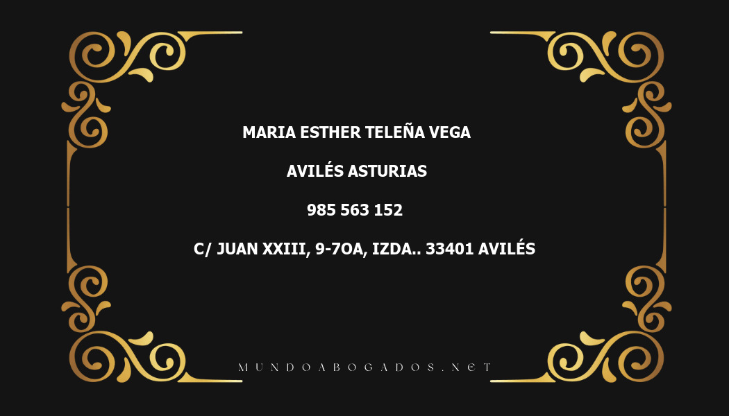 abogado Maria Esther Teleña Vega en la localidad de Avilés