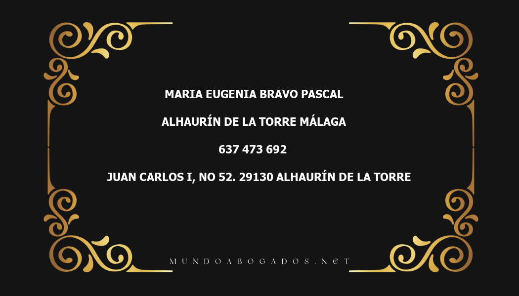 abogado Maria Eugenia Bravo Pascal en la localidad de Alhaurín de la Torre