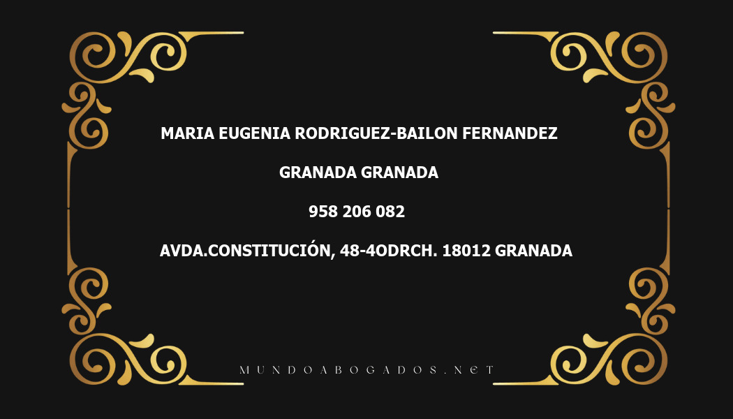 abogado Maria Eugenia Rodriguez-Bailon Fernandez en la localidad de Granada