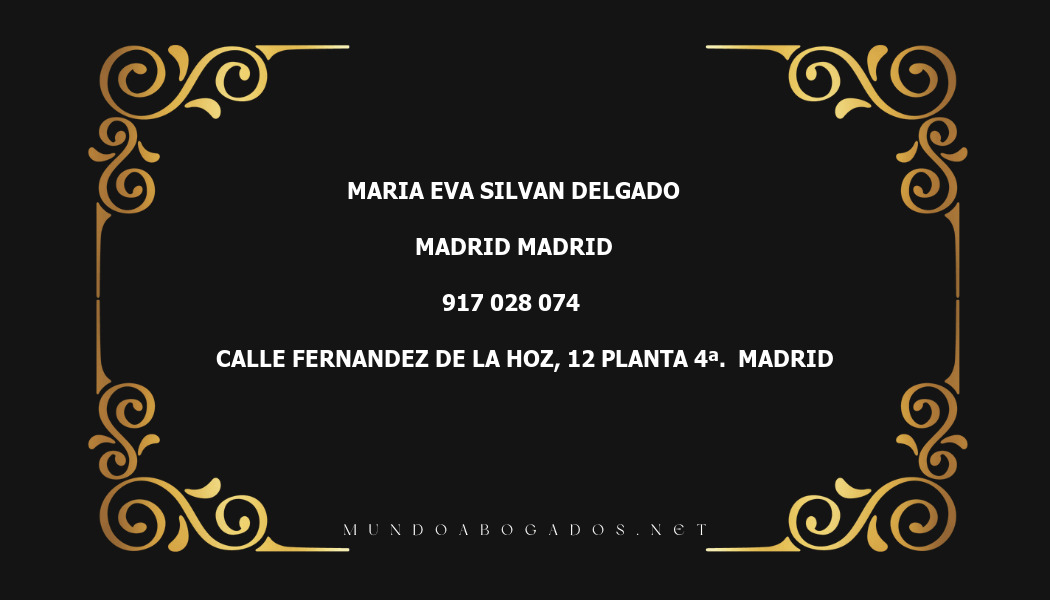 abogado Maria Eva Silvan Delgado en la localidad de Madrid