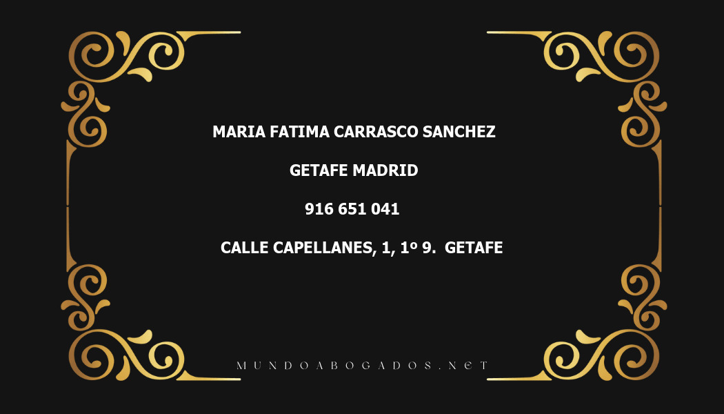 abogado Maria Fatima Carrasco Sanchez en la localidad de Getafe