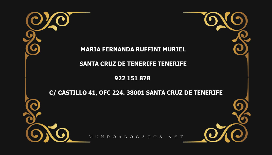 abogado Maria Fernanda Ruffini Muriel en la localidad de Santa Cruz de Tenerife