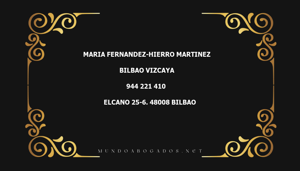 abogado Maria Fernandez-Hierro Martinez en la localidad de Bilbao