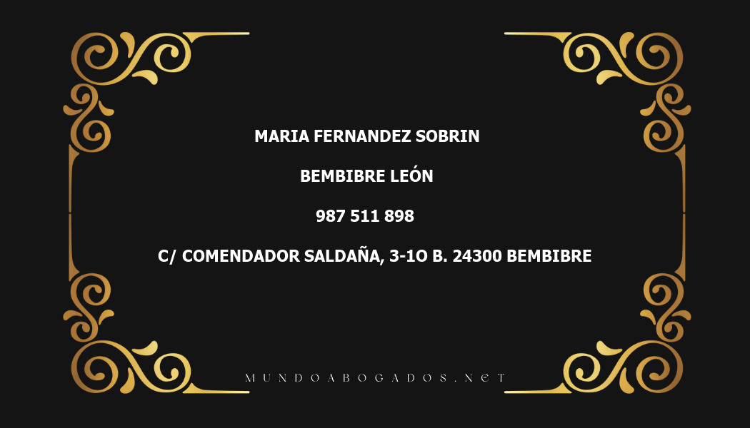 abogado Maria Fernandez Sobrin en la localidad de Bembibre