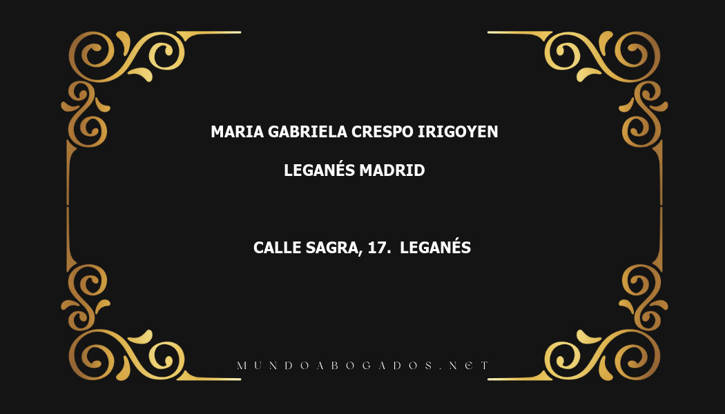 abogado Maria Gabriela Crespo Irigoyen en la localidad de Leganés