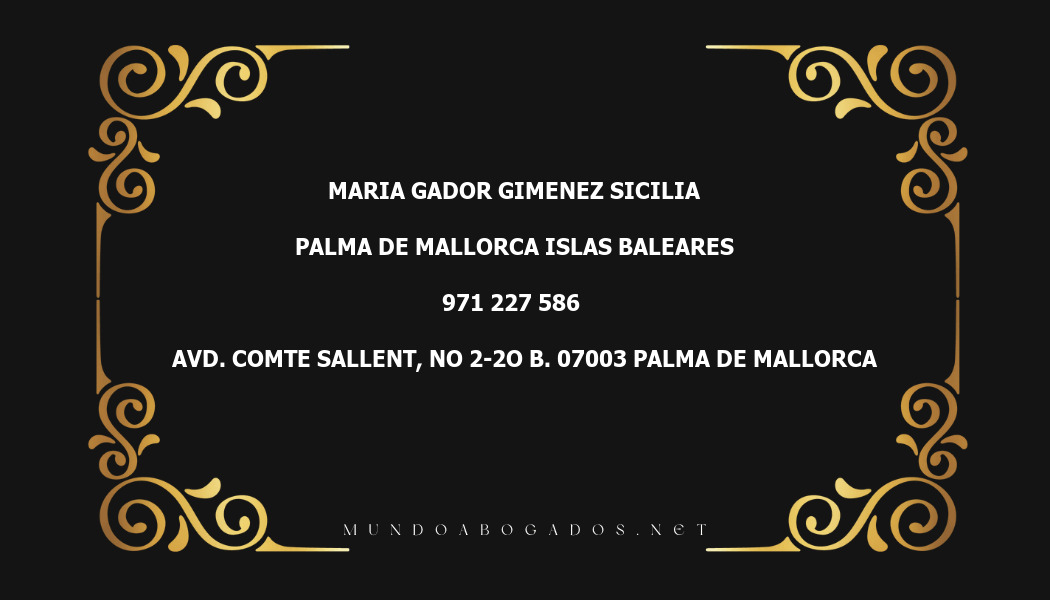 abogado Maria Gador Gimenez Sicilia en la localidad de Palma de Mallorca