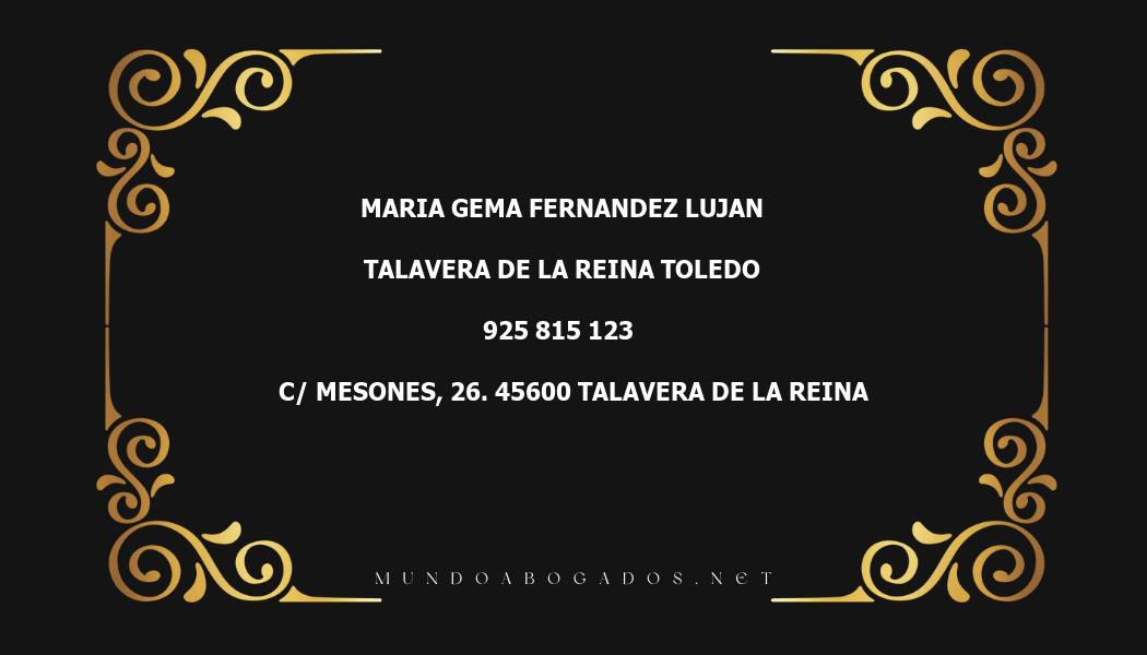 abogado Maria Gema Fernandez Lujan en la localidad de Talavera de la Reina