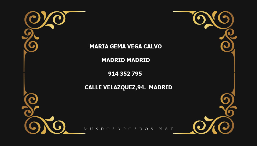 abogado Maria Gema Vega Calvo en la localidad de Madrid