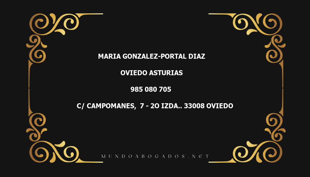 abogado Maria Gonzalez-Portal Diaz en la localidad de Oviedo