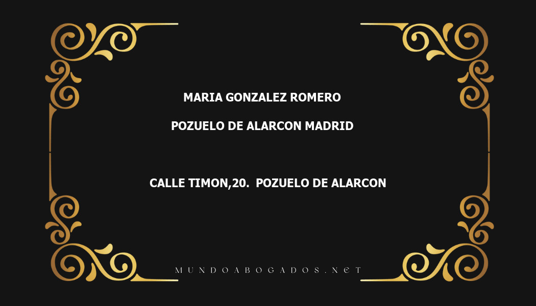 abogado Maria Gonzalez Romero en la localidad de Pozuelo de Alarcon