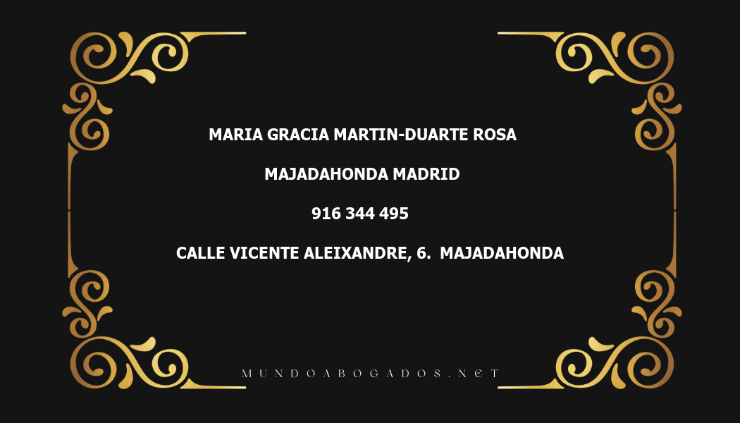 abogado Maria Gracia Martin-Duarte Rosa en la localidad de Majadahonda