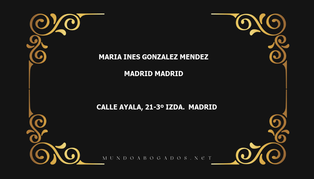 abogado Maria Ines Gonzalez Mendez en la localidad de Madrid