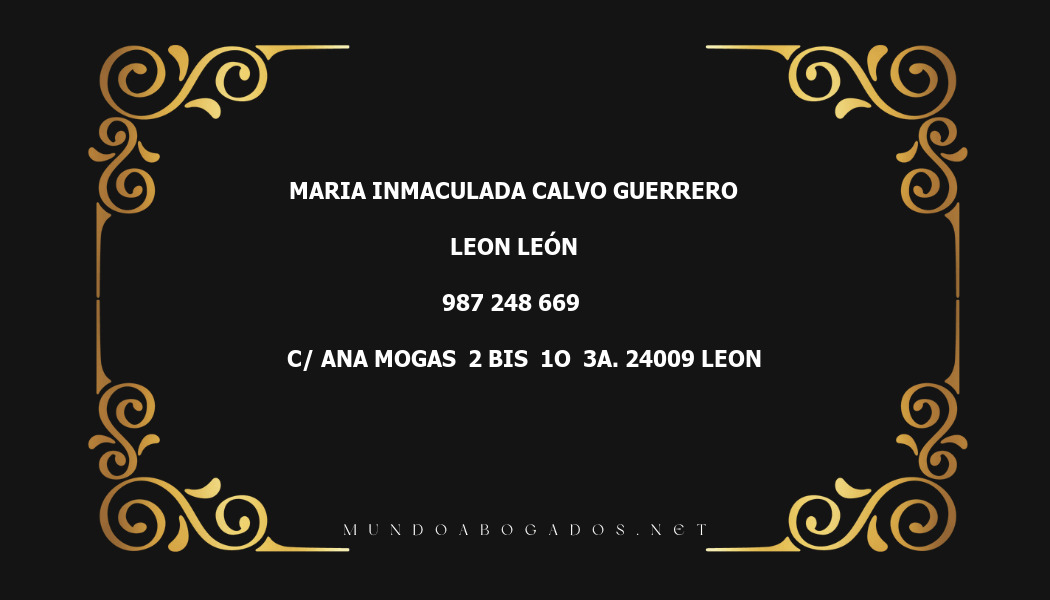 abogado Maria Inmaculada Calvo Guerrero en la localidad de Leon