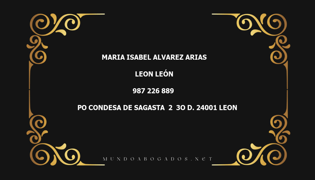 abogado Maria Isabel Alvarez Arias en la localidad de Leon