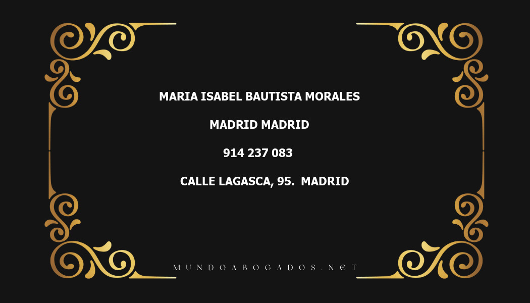 abogado Maria Isabel Bautista Morales en la localidad de Madrid