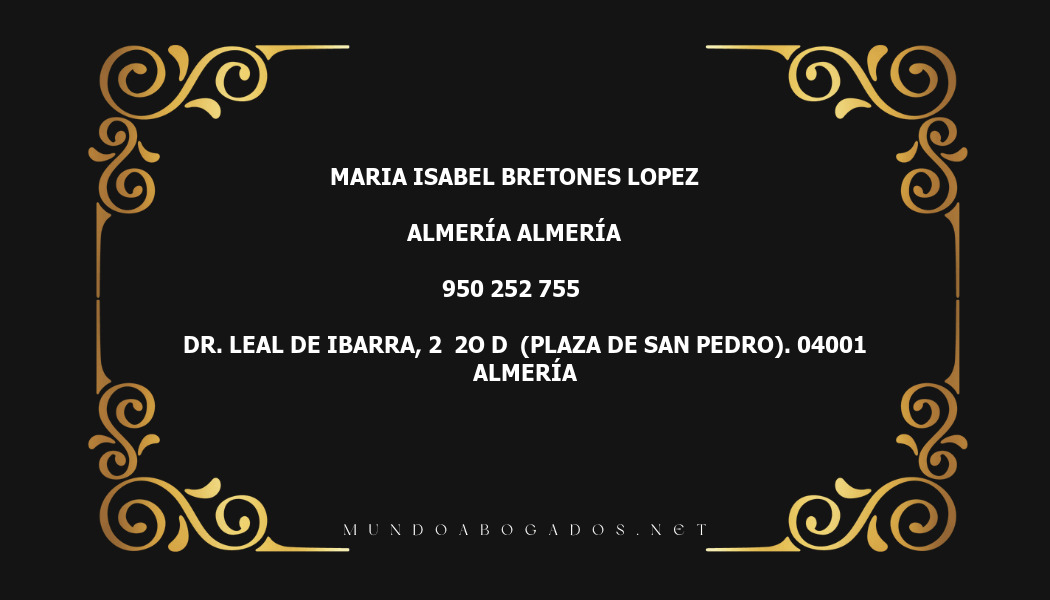 abogado Maria Isabel Bretones Lopez en la localidad de Almería