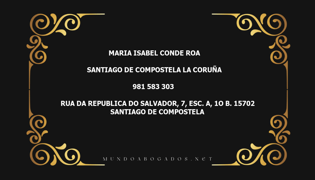 abogado Maria Isabel Conde Roa en la localidad de Santiago de Compostela