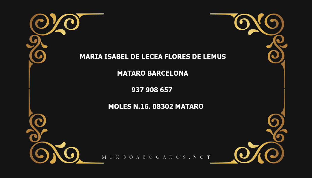 abogado Maria Isabel De Lecea Flores De Lemus en la localidad de Mataro