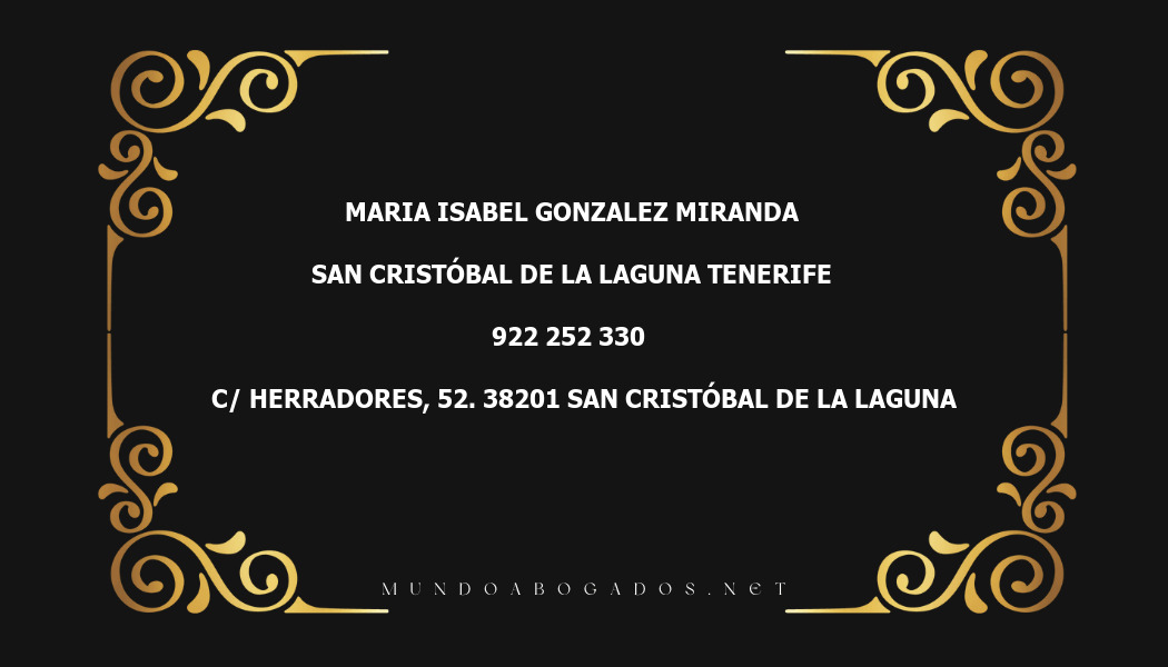 abogado Maria Isabel Gonzalez Miranda en la localidad de San Cristóbal de La Laguna