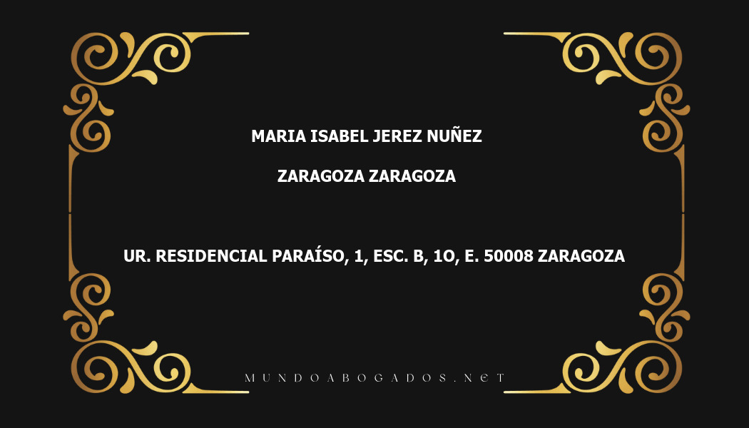 abogado Maria Isabel Jerez Nuñez en la localidad de Zaragoza