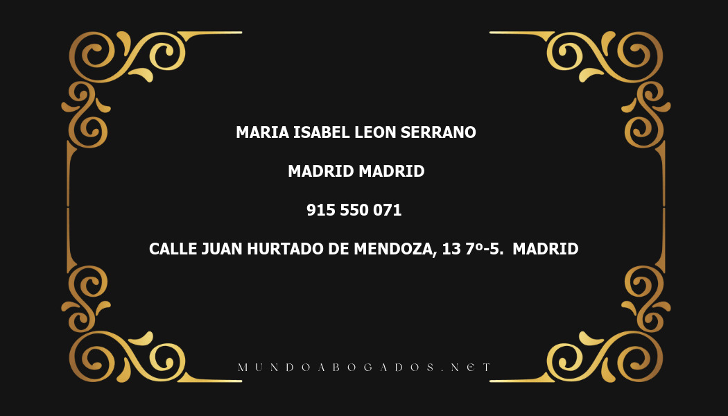 abogado Maria Isabel Leon Serrano en la localidad de Madrid